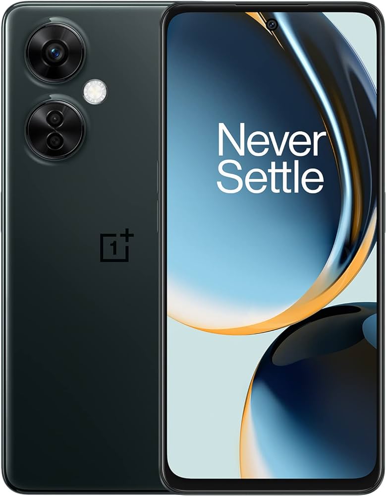 OnePlus Nord CE 3 Lite smartphone showing the rear camera setup and the 'Never Settle' branding.